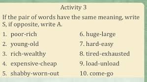 1st Qtr 18 Synonyms And Antonyms Of Common Words