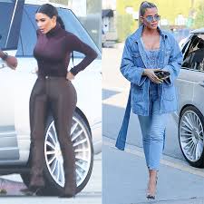 Khloé kardashian in a white wes gordon cocktail dress and giuseppe zanotti heels at opening ceremony and calvin klein jeans' launch celebration at chateau marmont in los angeles. Kim Kardashian S Tight Pants Turtleneck Looks Slim Filming Kuwtk Hollywood Life