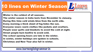 They are summer, spring, fall, and winter. 10 Lines On Winter Season In English Learnenglishgrammar In