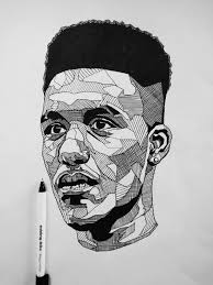 Black And White Self Portrait Art Galdem Self Portrait Art Geometric Portrait Portrait Art