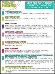 Using Mentor Sentences To Teach Grammar In Middle School Mentor Sentences Teaching Grammar Middle School Writing