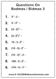 Bodmas Questions 3 Bodmas Grade 6 Math Worksheets Math Worksheet