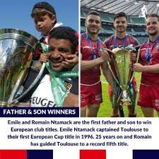 Romain ntamack is the type of precocious talent who has so many trophies he turns them into toys. Ultimate Rugby On Twitter Emile And Romain Ntamack Are The First Father And Son To Win European Club Titles