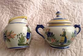 Vintage Henriot Quimper France Creamer Sugar 272