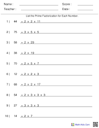 Our factors worksheets are free to download, easy to use, and very flexible. Prime Factorization