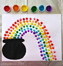 Fingerprint Rainbow Pot Of Gold Craft For St Patrick S Day Crafty Morning Finger painting ideas for, children finger painting. fingerprint rainbow pot of gold craft