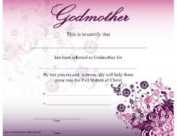 Godmother Certificate Printable Certificate Godmother Baby Dedication Certificate Printable Certificates
