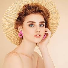 Amazon.com: 2 Pairs Hot Pink Heart Earrings For Women Red Baublebar Earring  Acrylic Candy-colored Lightweight Double Love Heart Drop Earrings:  Clothing, Shoes & Jewelry