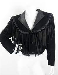 Vintage 80s Black Suede And Leather Fringe Jacket Black Suede Moto Biker Western Fringe Cropped Jacket Size L Fringe Jacket Black Black Suede Fringe Leather Jacket