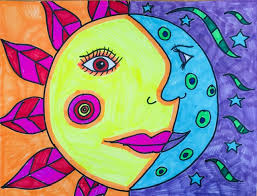 Picasso Sun Moon Drawing Draw the sun's mouth, nose and eyebrows.