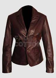 Women Dark Brown Blazer Ladies Slim Fit Brown Coat Leather Blazer Women Leather Blazer Leather Jacket