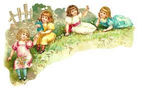 Απόλαυσε τα καλύτερα παιχνίδια σχετικά με gorgeous girls party! Antique Images Digital Corner Design Girl Children Download Of 4 Girls Playing Outside On Hillside Scrapbooking