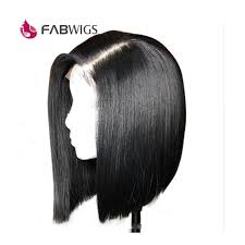 Fabwigs 180 Density Straight Lace Front Human Hair Wigs Bob