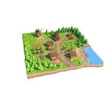 3d Village Cartoon Model Village Cartoon Character Design