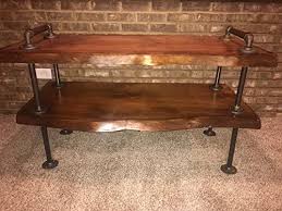 ~ ships from the manufacturer. Amazon Com Industrial Pipe And Wood Tv Stand Flatscreen Live Edge Rustic Vintage Honey Pine Kitchen Dining
