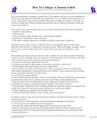 You should always check your unit materials or blackboard site for guidance from your lecturer. Https Www Uis Edu Ctl Wp Content Uploads Sites 76 2013 03 Howtocritiqueajournalarticle Pdf