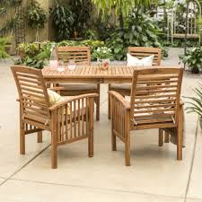 Walker Edison Furniture Co Ow5sdtbr Brown Rectangular Patio Dining Set 5 Piece In Dark Walnut Gold Contem In 2020 Patio Dining Set Outdoor Dining Set Outdoor Dining