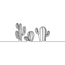 Black And White Cactus Drawing Continuous Line Drawing Of Vector Set Of Cute Cactus Black And White Sketch House Plants Iso Black And White Sketches Continuous Line Drawing Line Art Drawings