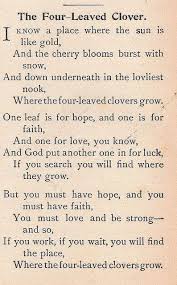 The Four Leaved Clover Poem Irish Quotes Quotes Words