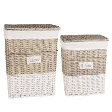 2 Paniers A Linge En Rotin Et Lin Cabane Pas Cher Prix Meuble Tv Maisons Du Monde 83 98 Ttc Panier A Linge Maison Du Monde Rotin