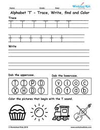 You will need a pdf reader to view these files. Alphabet Letter T Trace Write Find Color Free Printable Pdf