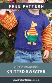 Metal toggles on the hood strings add extra detailing. Cheery Kangaroo Knitted Sweater Free Knitting Pattern