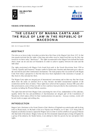 Pdf The Legacy Of Magna Carta And The Rule Of Law In The