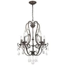 Hampton Bay 5 Light Oil Rubbed Bronze Chandelier With Hanging Crystals Ihx9115a The Home Depot Oil Rubbed Bronze Chandelier Bronze Chandelier Crystal Chandelier