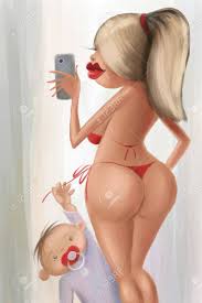 Illustration Blonde Frau Macht Selfie Ihren Arsch In Präsenz Baby  Lizenzfreie Fotos, Bilder Und Stock Fotografie. Image 72624831.