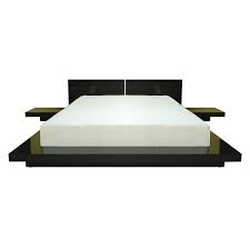 Fujian Platform Bed With 2 Nightstands In Black Finish Wooden Platform Bed Asian Wood Platform Bed F Wood Platform Bed Wood Platform Bed Frame Platform Bed
