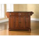 Alexandria Solid Black Granite Top Kitchen Island in Classic Cherry Finish