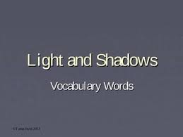 Light And Shadow Vocabulary Words Vocabulary Words Vocabulary Words