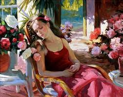 Image result for tranh vẽ thiếu nữ