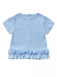 Jersey T Shirt With Ruffles Light Blue T Shirt Top And Shirts Girl 2 14 Il Gufo