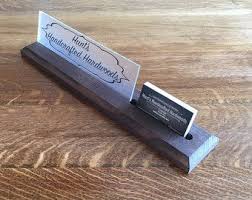 Desk Name Plate With Attached Business Card Holder Card Etsy Desk Name Plates Personalized Desk Name Plate Personalized Desk