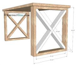 X Leg Office Desk Sawdust Girl Diy Desk Plans Diy Wood Desk Homemade Desk