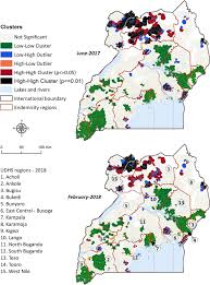 Map is showing uganda, a landlocked country in east africa. Spatial Temporal Patterns Of Malaria Incidence In Uganda Using Hmis Data From 2015 To 2019 Bmc Public Health Full Text