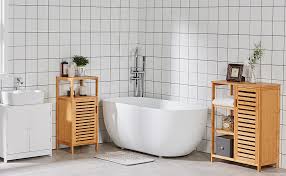 Profitez de notre sélection de meubles de salle de bain bambou, en bois ou en teck pas chers avec des matériaux design et de qualité. Viagdo Meuble De Rangement Meuble Salle De Bain Placard Avec Etageres Et Portes Persiennes Buffet Armoire Multifonctionnelle Pour Cuisine Salon Bureau Couloir Bambou 66 X 33 X 87 Cm Amazon Fr Cuisine Maison