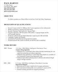 military resume 8+ free word, pdf