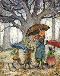 Rainy Day With Hector Fox And Friends Card Etsy In 2020 Rainy Day Cards For Friends Card Art