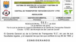 La urgencia manifiesta es una situacin que puede decretar directamente. Urgencia Manifiesta Res 069 2020