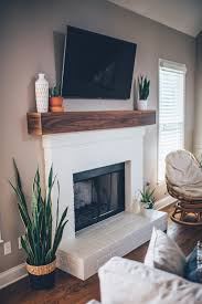 Pearl mantels the jim 48 in. Modern White Brick Fireplace Walnut Mantel Diy The Southern Trunk