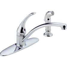 Delta Foundations Single Handle Standard Kitchen Faucet With Side Sprayer In Chrome B4410lf The Home Depot