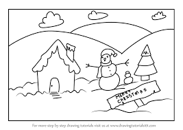 Draw the brim around the hat. Learn How To Draw A Christmas Snowman Scene Scenes Step By Step Drawing Tutorials