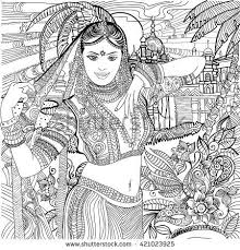 Coloring Pages India Indian Woman Coloring Pages Fabric Painting Summer Coloring Pages