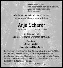 Anja Scherer Traueranzeige Danksagungen Trauer Trauer Traueranzeigen