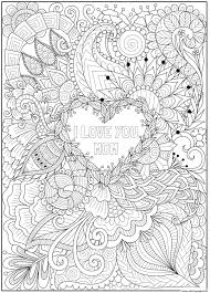 Free printable hard coloring pages for adults. Mothers Day Heart Intricate Doodle Love You Mom Coloring Pages Printable