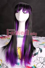 Black And Purple Wig Amazon Com 65 70cm Long Straight Beauty Cosplay Girl Hair Wig Cb23 Black Purple Toys Games Purple Hair Highlights Purple Highlights Highlights Curly Hair