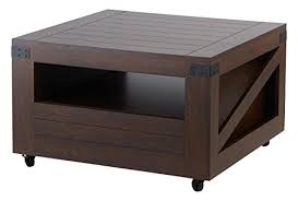 Vasagle industrial side table, end table for coffee laptop tablet, mobile table with rolling casters, steel frame, for living room, bedroom, rustic brown and black ulnt50x. Iohomes Clyde Industrial 1 Drawer Square Coffee Table With 1 Open Shelf Magazine Rack And Caster Wheels 31 Vintage Walnut Buy Online In Dominica At Dominica Desertcart Com Productid 43341225