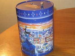 A carefully selected assortment of 10 premium varieties of butter and shortbread cookies dipped in chocolate. Lambertz Musical Box Cookie Tin Germany Antique Price Guide Details Page